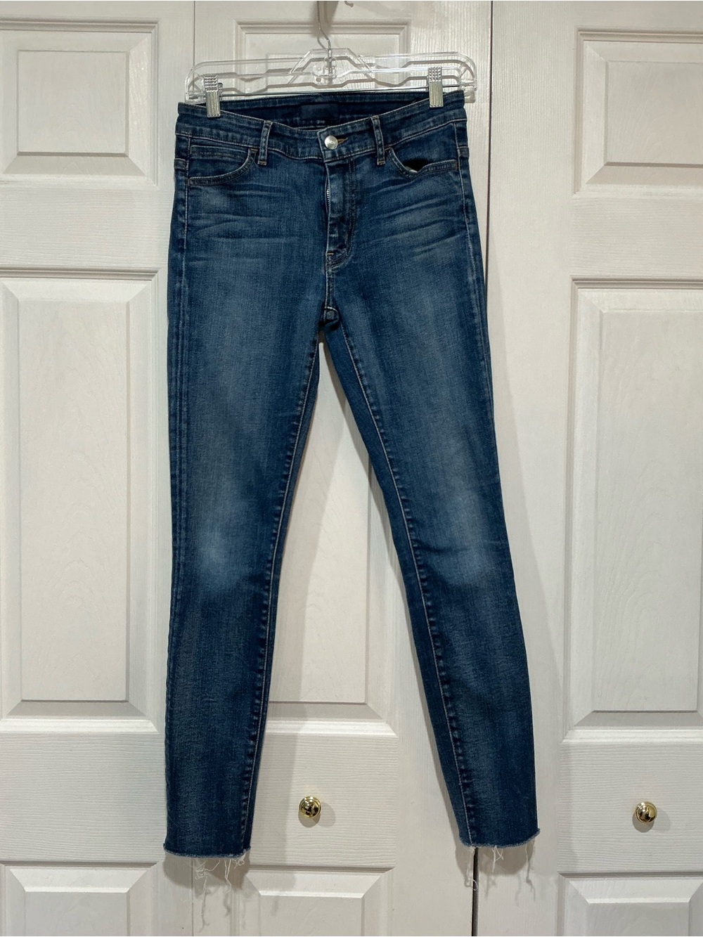 💙 Koral Women’s Blue Denim Skinny Jeans Raw Hem - 6 / 28 (01446)